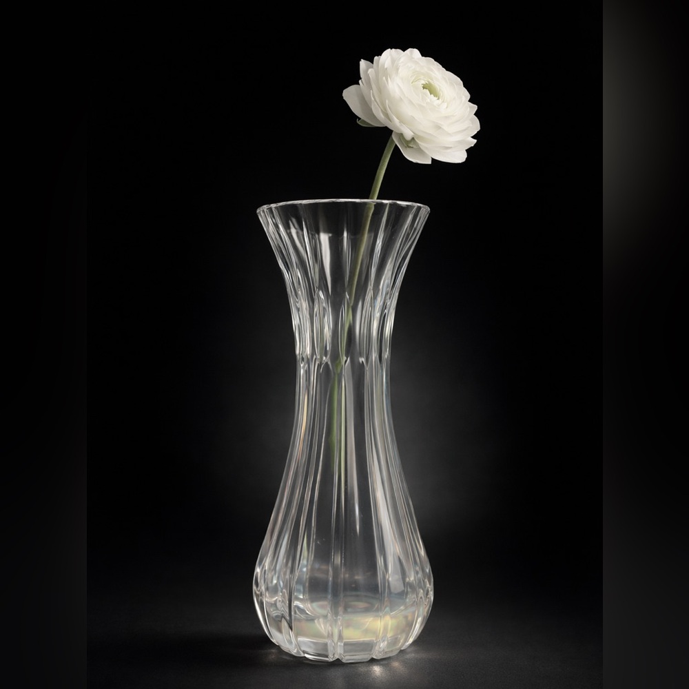 Atlantis Portugal Lead Crystal Vase, Sculptural Fluted, Light-Refracting